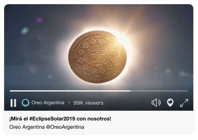 Portada de Oreo aprovechó el eclipse en Twitter de la mano de Selva Buenos Aires