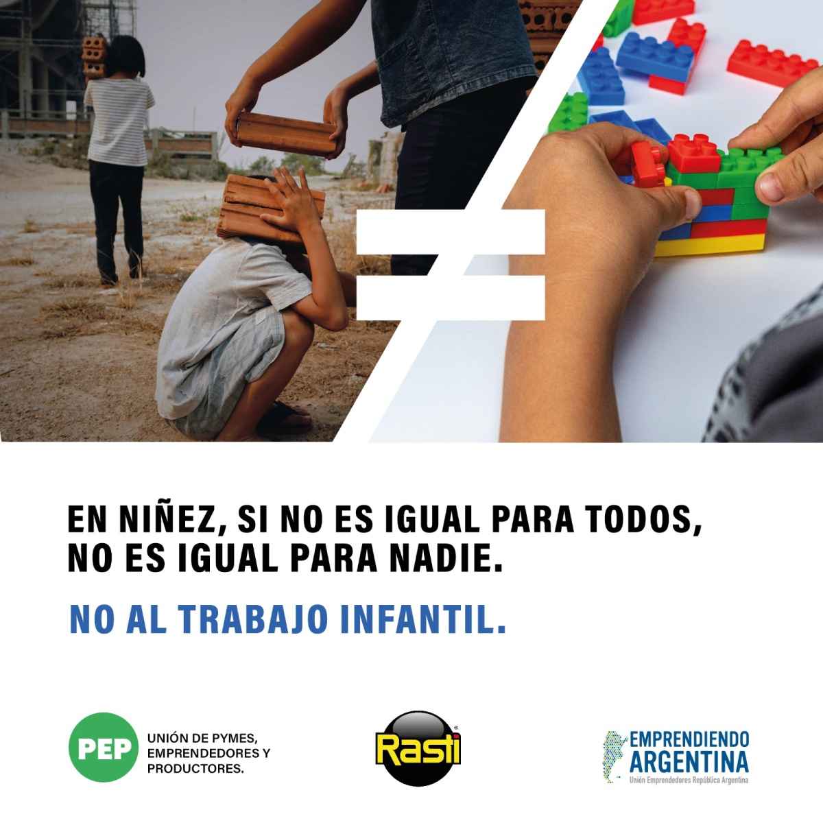 Portada de “Iguales”: la Unión de Emprendedores, el PEP y Rasti lanzan una campaña contra el trabajo infantil junto a Amén Argentina
